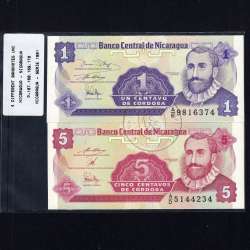Nicarágua - Lote de 4 Notas Diferentes - Serie 1991 (Não Circuladas)