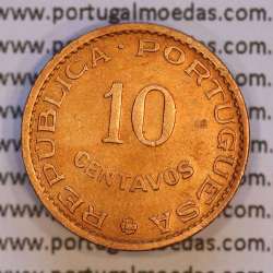 India portuguese, 10 centavos 1958 bronze, $10 centavos 1958 colony Índia Portuguese , (XF), World Coins India Portuguese KM 30