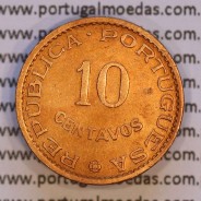 Índia 10 centavos 1958 bronze Estado da India Portuguesa, $10 centavos 1958 Índia, (Bela), World Coins India Portuguese KM 30