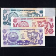 Nicaragua - Lot of 3 Different Banknotes - Series 1991 (Uncirculated)