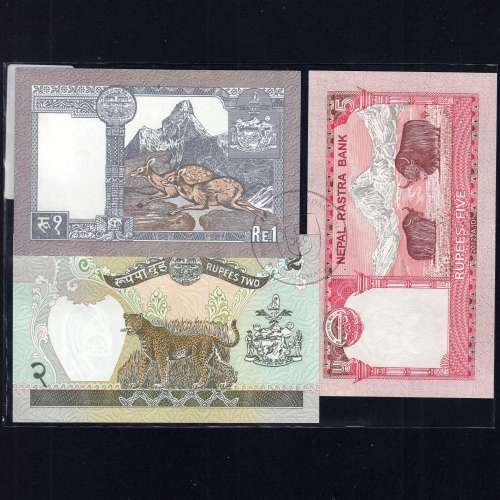 Nepal - Lote de 3 Notas Diferentes - Serie 1981-2012 (Não Circuladas)
