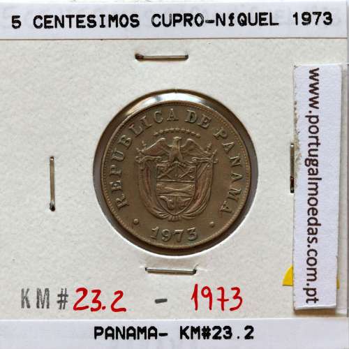 Panamá, 5 Centesimos 1973 Cupro-níquel, Cinco Centésimos 1973, (MBC), World Coins Panama KM 23.2