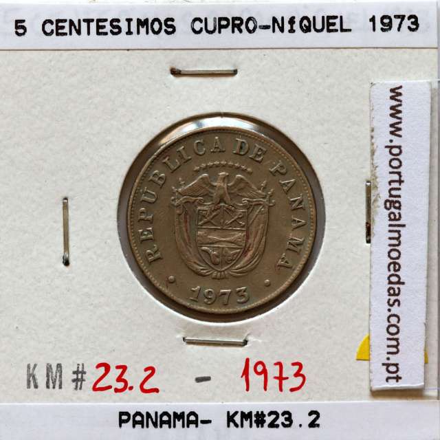 Panama, 5 Centesimos 1966 Copper-nickel, Cinco Centésimos 1966, (VF), World Coins Panama KM 23.2