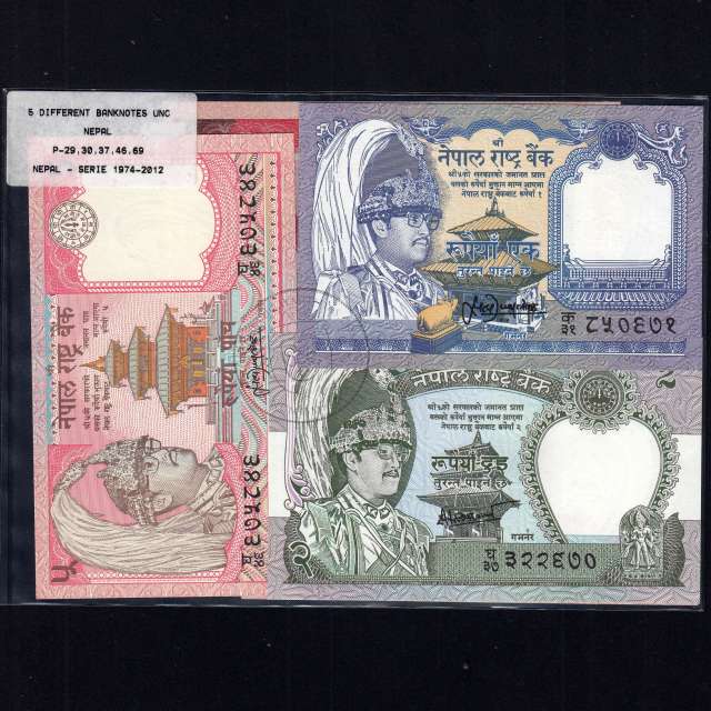 Nepal - Lot of 5 Different Banknotes - Series 1981-2012 (Uncirculated)