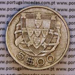 5 escudos 1937 Prata, 5$00 Escudos 1937 prata Republica Portuguesa, (MBC), World Coins Portugal KM 581