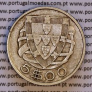 5 escudos 1937 Prata, 5$00 Escudos 1937 prata Republica Portuguesa, (MBC), World Coins Portugal KM 581