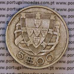 5 escudos 1937 Prata, 5$00 Escudos 1937 prata Republica Portuguesa, (MBC), World Coins Portugal KM 581