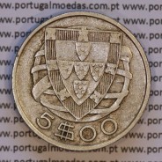 5 escudos 1937 Prata, 5$00 Escudos 1937 prata Republica Portuguesa, (MBC), World Coins Portugal KM 581