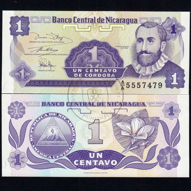 Nicarágua - Nota de 1 Centavo 1991 (Não Circulada) - Pick 167
