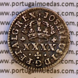 Portugal, silver coin Half Tostão of D. José I (1750-1777), diadem 1 point, 50 Réis Silver JOSEPHUS, WorldCoins Portugal KM236.1