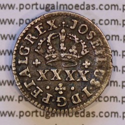Portugal, silver coin Half Tostão of D. José I (1750-1777), diadem 1 point, 50 Réis Silver JOSEPHUS, WorldCoins Portugal KM236.1