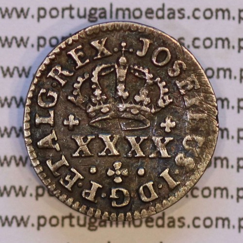 Portugal, silver coin Half Tostão of D. José I (1750-1777), diadem 1 point, 50 Réis Silver JOSEPHUS, WorldCoins Portugal KM236.1