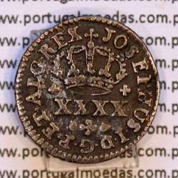 Meio Tostão Prata D. José I (1750 -1777), 50 Réis Prata JOSEPHUS, Diadema losango 1 ponto, World Coins Portugal KM 236.1
