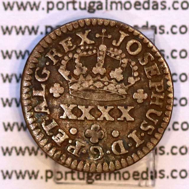 Portugal, silver coin Half Tostão of D. José I (1750-1777) Diadem 2 points, 50 Réis Silver JOSEPHUS, WorldCoins Portugal KM236.1