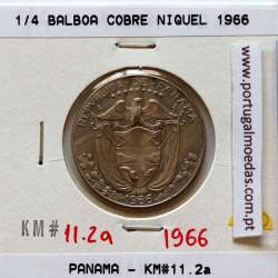 Panamá, 1/4 Balboa 1966 Cobre Níquel, Quarto de Balboa 1966, (MBC), World Coins Panama KM 11.2a