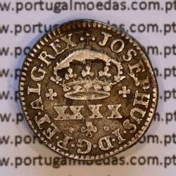 Meio Tostão Prata D. José I (1750 -1777), 50 Réis Prata JOSEPHUS, Diadema losangos, World Coins Portugal KM 236.1