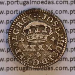 Meio Tostão Prata D. José I (1750 -1777), 50 Réis Prata JOSEPHUS, Diadema losangos, World Coins Portugal KM 236.1