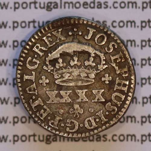Meio Tostão Prata D. José I (1750 -1777), 50 Réis Prata JOSEPHUS, Diadema losangos, World Coins Portugal KM 236.1