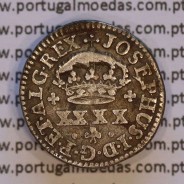 Meio Tostão Prata D. José I (1750 -1777), 50 Réis Prata JOSEPHUS, Diadema losangos, World Coins Portugal KM 236.1