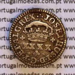 Meio Tostão Prata D. José I (1750 -1777), 50 Réis Prata JOSEPHUS, Diadema losangos, World Coins Portugal KM 236.1