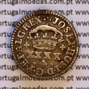 Meio Tostão Prata D. José I (1750 -1777), 50 Réis Prata JOSEPHUS, Diadema losangos, World Coins Portugal KM 236.1