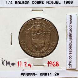 Panama, 1/4 Balboa 1968 Copper Nickel Clad, Quarter Balboa 1968, (MBC), World Coins Panama KM 11.2a