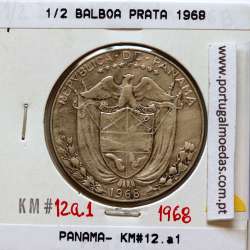 Panamá, 1/2 Balboa 1968 Prata, Meio Balboa 1968, (MBC), World Coins Panama KM 12a.1