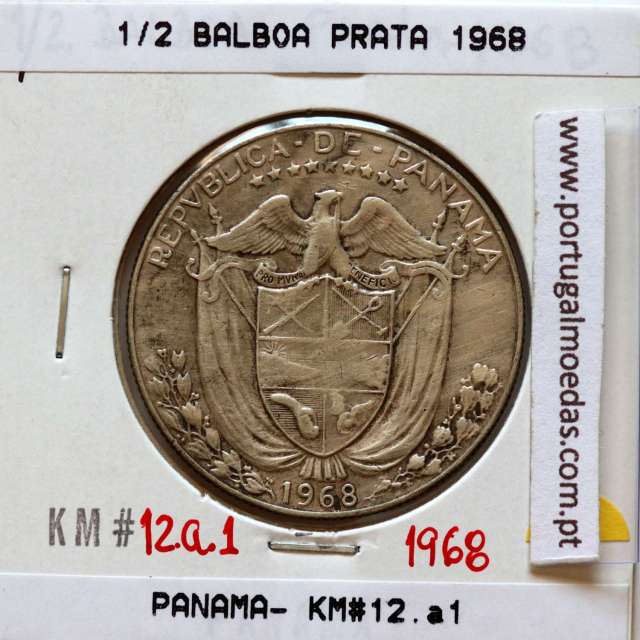 Panama, 1/2 Balboa 1968 Silver, Half Balboa 1968, (VF), World Coins Panama KM 12a.1