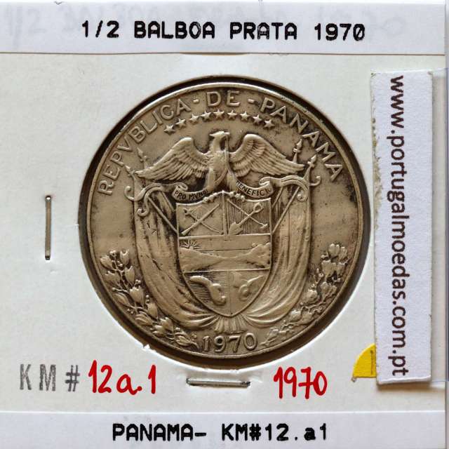 Panama, 1/2 Balboa 1970 Silver, Half Balboa 1970, (VF), World Coins Panama KM 12a.1