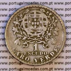 Cabo Verde, 1 Escudo 1930 alpaca, 1$00 Escudo alpaca 1930, Ex-Colónia de Cabo verde, (MBC), World Coins Cape Verde KM 5