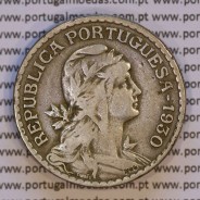 Cape Verde coin 1 Escudo 1930 Nickel brass, 1$00 Escudo alpaca 1930, Former Portuguese colony, (VF), World Coins Cape Verde KM 5