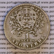 Cape Verde coin 1 Escudo 1930 Nickel brass, 1$00 Escudo alpaca 1930, Former Portuguese colony, (VF), World Coins Cape Verde KM 5