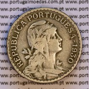Cabo Verde, 1 Escudo 1930 alpaca, 1$00 Escudo alpaca 1930, Ex-Colónia de Cabo verde, (MBC), World Coins Cape Verde KM 5