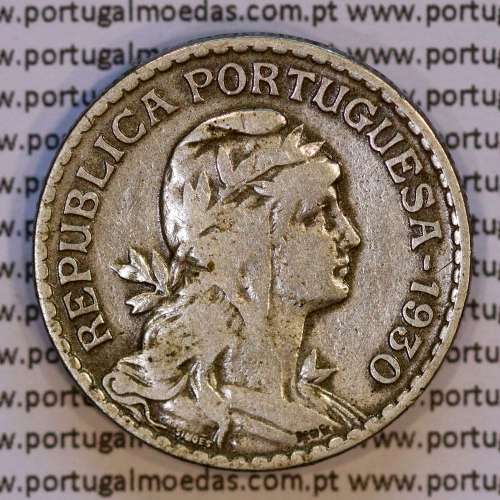 Cape Verde coin 1 Escudo 1930 Nickel brass, 1$00 Escudo alpaca 1930, Former Portuguese colony, (VF), World Coins Cape Verde KM 5