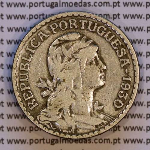 Cape Verde coin 1 Escudo 1930 Nickel brass, 1$00 Escudo alpaca 1930, Former Portuguese colony, (VF), World Coins Cape Verde KM 5