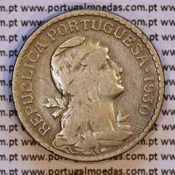 Cabo Verde, 1 Escudo 1930 alpaca, 1$00 Escudo alpaca 1930, Ex-Colónia de Cabo verde, (MBC-), World Coins Cape Verde KM 5