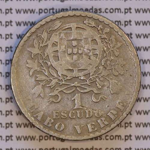 Cabo Verde, 1 Escudo 1930 alpaca, 1$00 Escudo alpaca 1930, Ex-Colónia de Cabo verde, (MBC-), World Coins Cape Verde KM 5