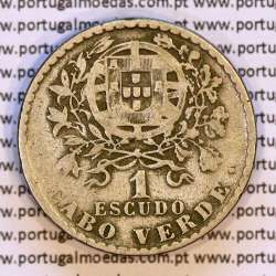 Cape Verde coin 1 Escudo 1930 Nickel brass, 1$00 Escudo alpaca 1930, Former Portuguese colony, (VF), World Coins Cape Verde KM5