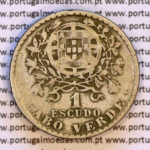 Cabo Verde, 1 Escudo 1930 alpaca, 1$00 Escudo alpaca 1930, Ex-Colónia de Cabo verde, (MBC), World Coins Cape Verde KM 5