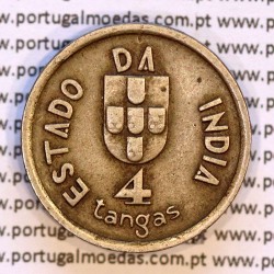 India, 4 tangas 1934 Copper-nickel of India Portuguese, (VF+), World Coins India Portuguese KM 21