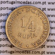 1/4 Rupia 1947 Cuproníquel Estado da Índia Portuguesa, Quarto de Rupia 1947 India, (MBC+), World Coins India Portuguese KM 25
