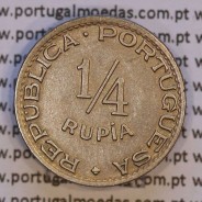 1/4 Rupia 1947 Cuproníquel Estado da Índia Portuguesa, Quarto de Rupia 1947 India, (MBC+), World Coins India Portuguese KM 25