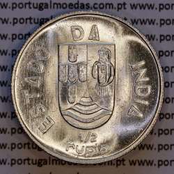 Índia 1/2 Rupia 1936 prata, Meia Rupia 1936 Estado da India Portuguesa, (Soberba), World Coins India Portuguese KM 23