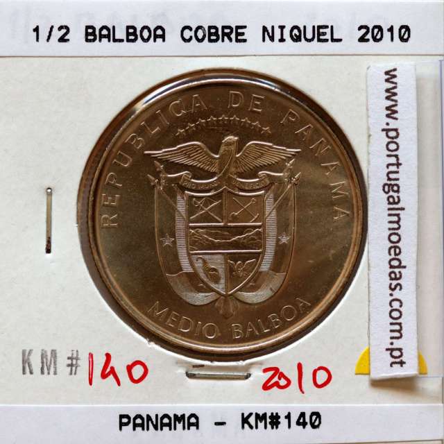 Panama, 1/2 Balboa 2010 Copper Nickel Clad, Half Balboa 2010, (UNC), World Coins Panama KM 140