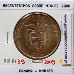 Panama, 50 centesimos 2009 Copper Nickel, fifty centesimos 2009, (UNC), World Coins Panama KM 139