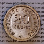 20 Centavos 1922 Cupro-Níquel de Angola, $20 vinte centavos 1922 Ex-Colónia Angola, (Bela/Soberba), World Coins Angola KM 64