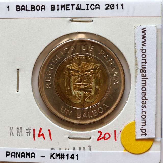 Panama, 1 Balboa 2011 Bimetallic,One Balboa 2011, (UNC), World Coins Panama KM 141