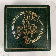 PROOF, 100$00 Escudos 1986 MÉXICO 86 prata, Estojo com moeda prata Proof 100 Escudos 1986 XIII Mundial de Futebol 86, KM 637a
