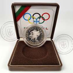 Proof 250 Escudos 1988 XXIV Jogos Olímpicos Seul, Estojo moeda prata Proof 250$00 1988 XXIV Jogos Olímpicos, Portugal KM 643a