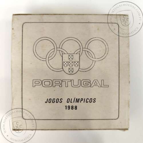 Proof 250 Escudos 1988 XXIV Jogos Olímpicos Seul, Estojo moeda prata Proof 250$00 1988 XXIV Jogos Olímpicos, Portugal KM 643a